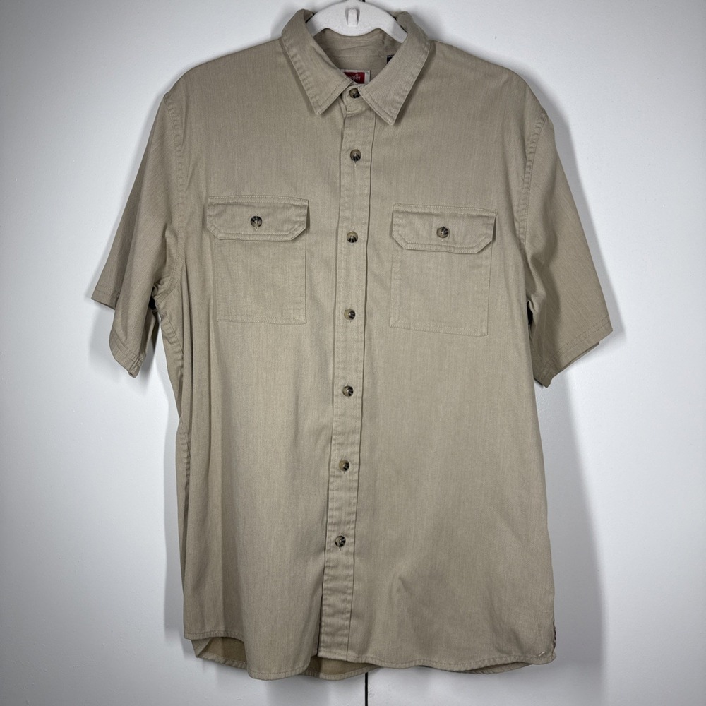 Wrangler Men's Outdoor Short Sleeve Utility Shirt Khaki Size M